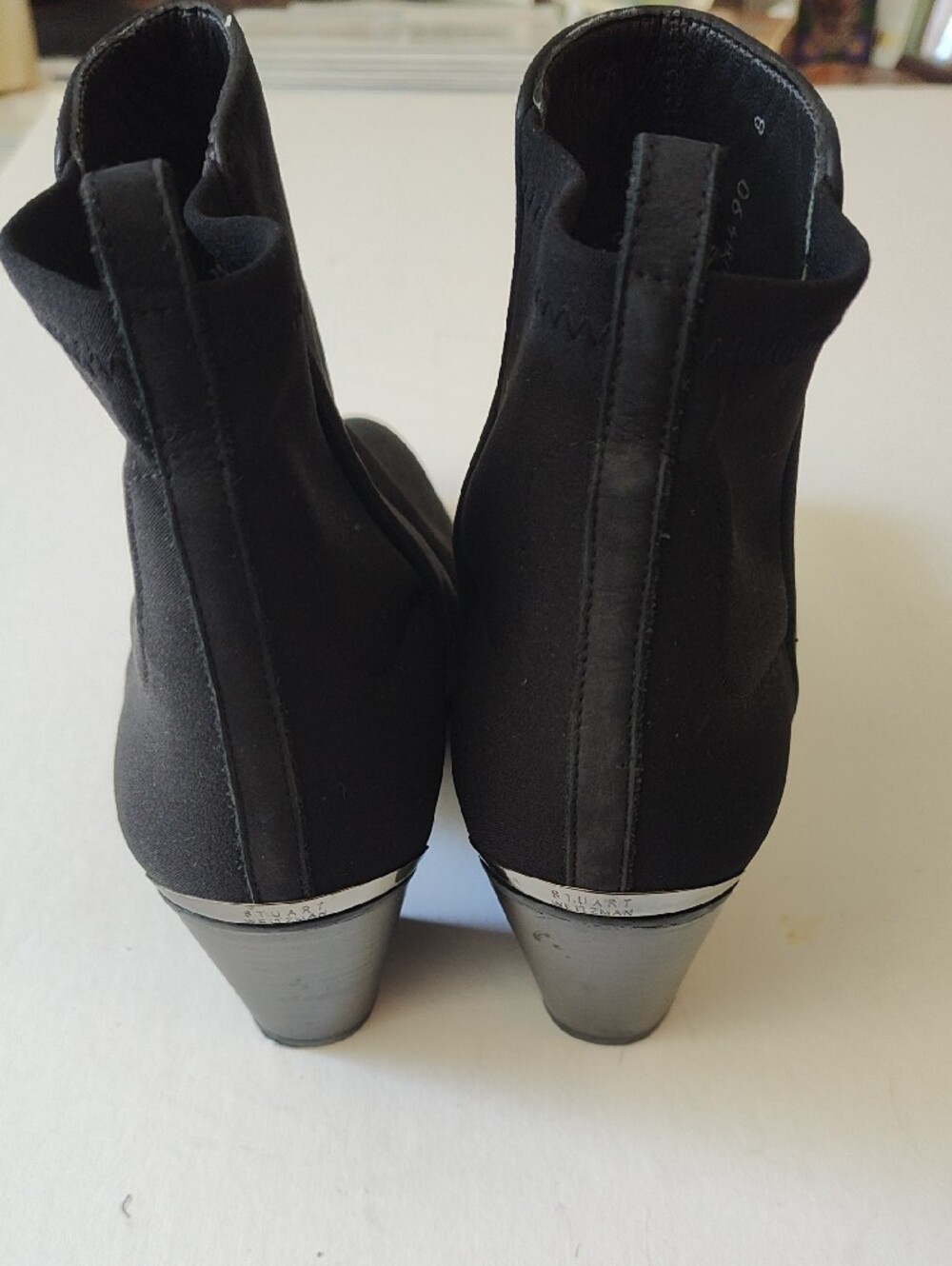 Classic Black Suede Stretch Suede Ankle Booties  Pointed-Toe Size 8 - Picture 4 of 10